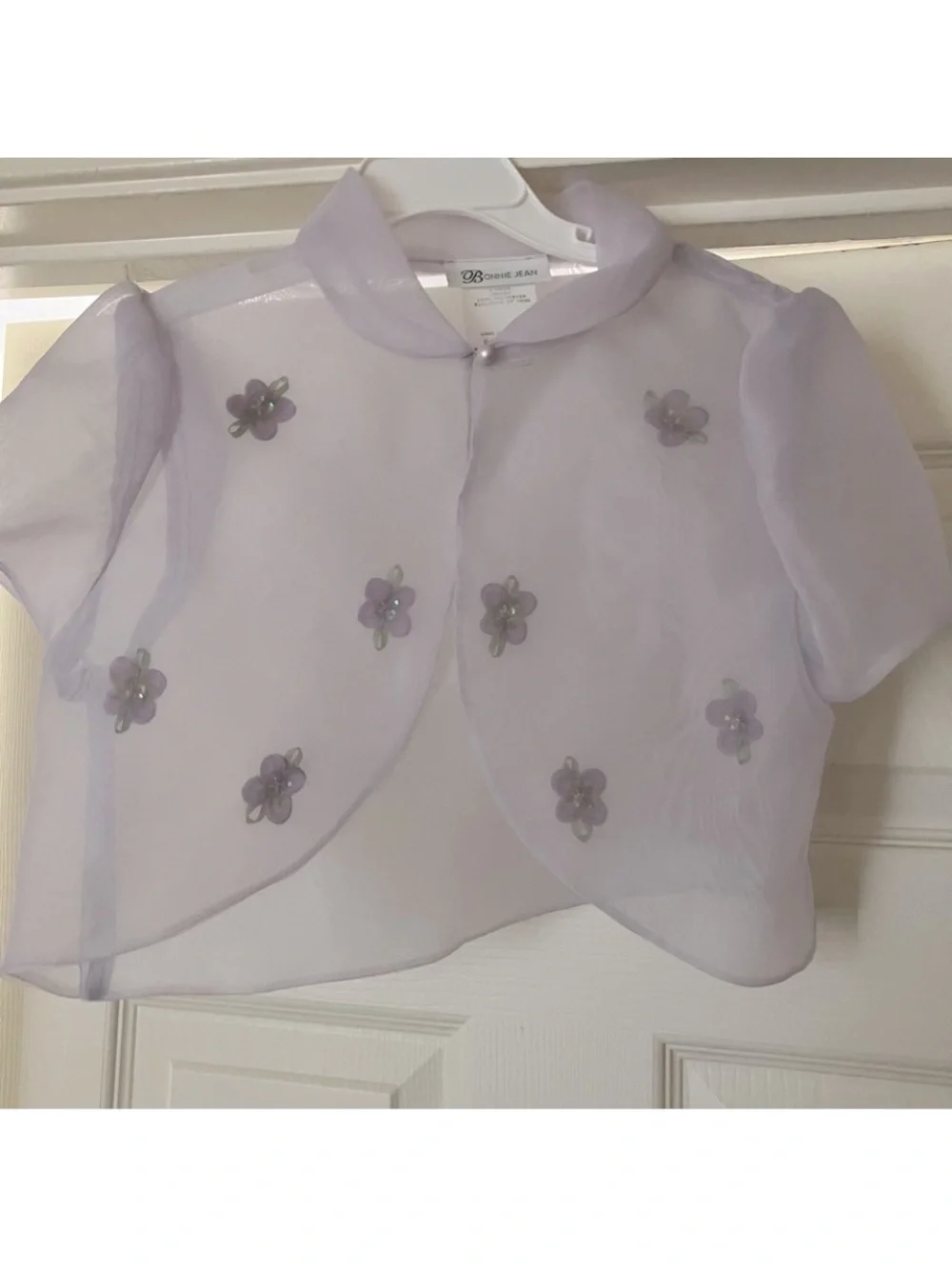 BONNIE JEAN Sheer Lavender Floral Special Occasion Bolero Girls 10 NEW NWOT